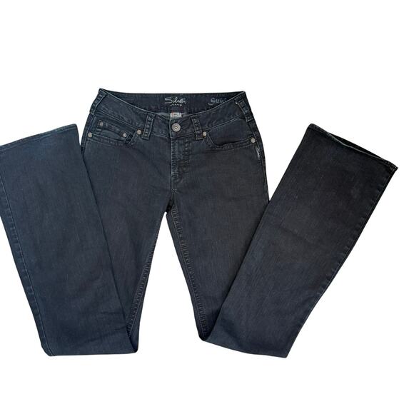 Silver Jeans Black Bootcut Jeans with Embroidered Pockets 28in 37inseam - Picture 4 of 8